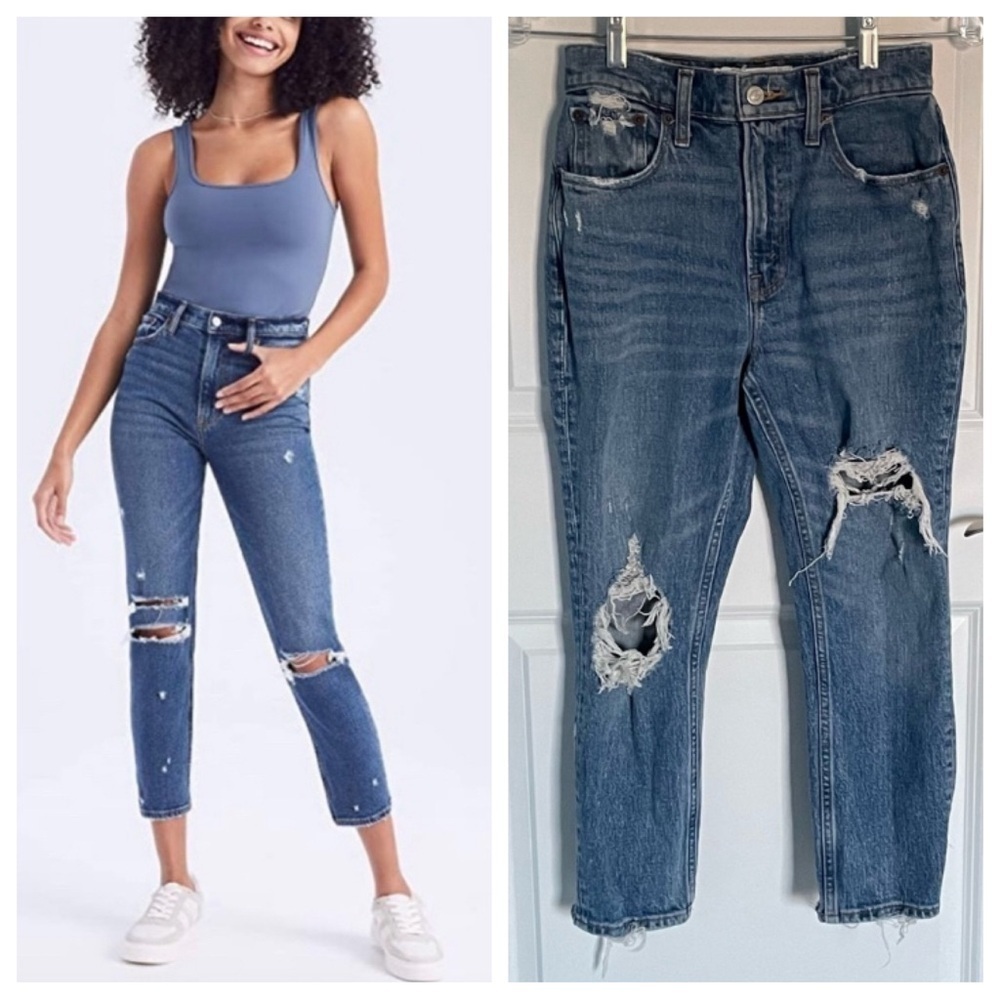 Abercrombie & Fitch The Mom High Rise Jeans extra short 29975